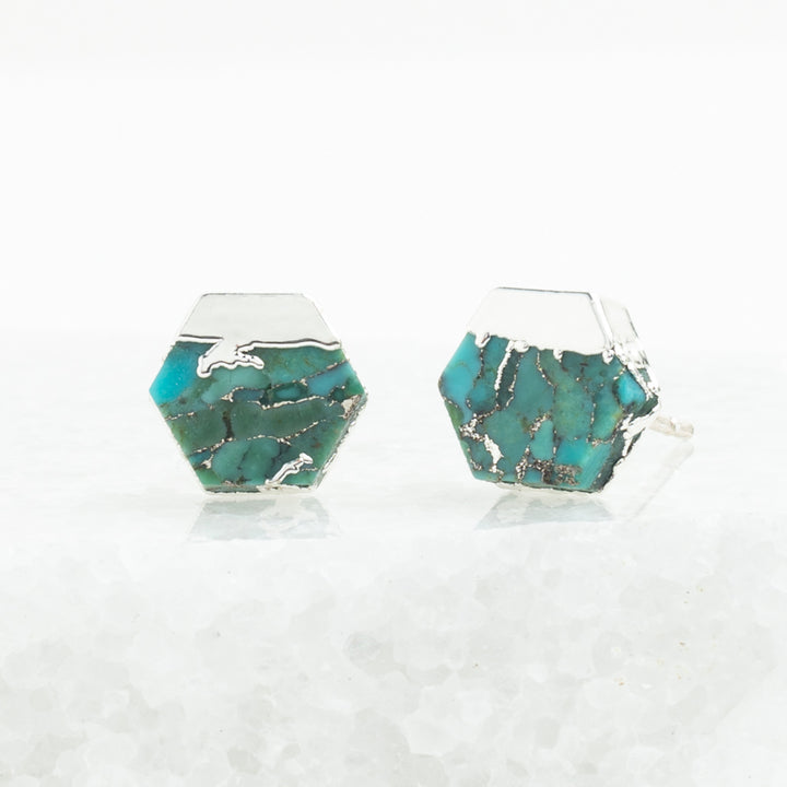 A set of silver and turquoise earrings, silver studs, fair trade jewellery company, great xmas gift ideas for women