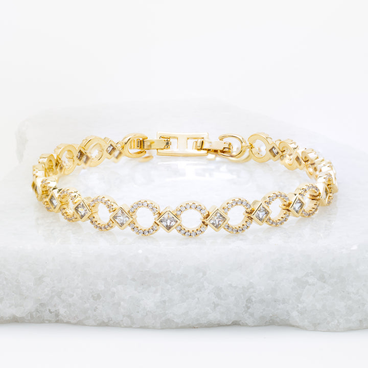 Stunning gold plated bracelet with zircon stones, wedding bracelets, bridal bracelets, women's fair trade jewellery
