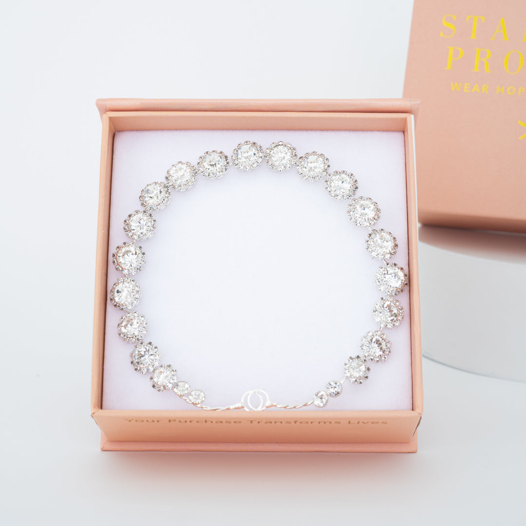 Peony Bloom Headband in Silver