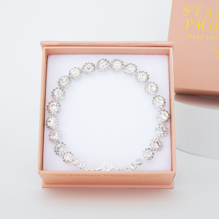 Peony Bloom Headband in Silver