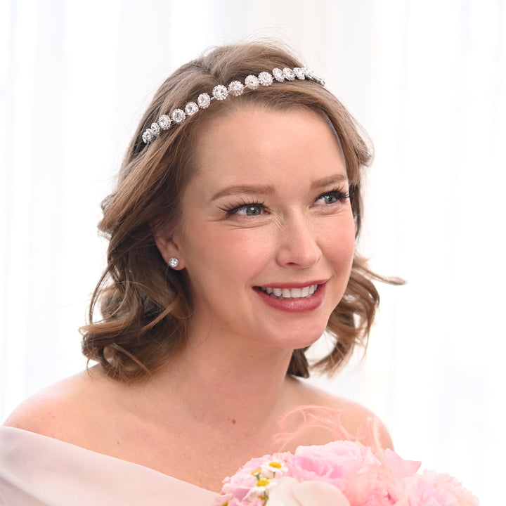 Peony Bloom Headband in Silver