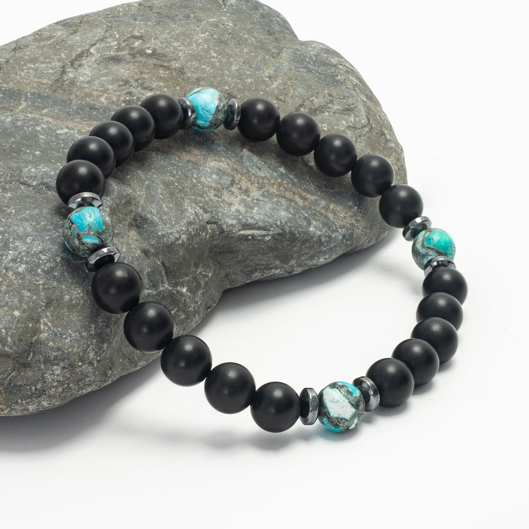 Men's black and blue coloured beaded emperor stone bracelet, beaded bracelets for men, stone beaded bracelets, unique xmas gift ideas