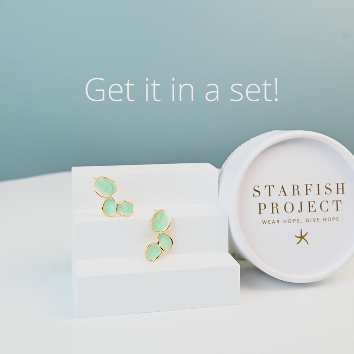 Gift set with mint green and gold plated pieces, gift set deals, gift ideas for the holidays