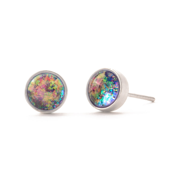 Lora Lavender & Silver Stud Earrings