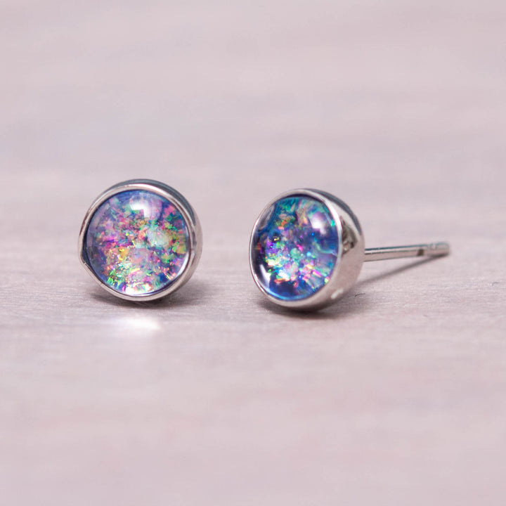 Lora Lavender & Silver Stud Earrings