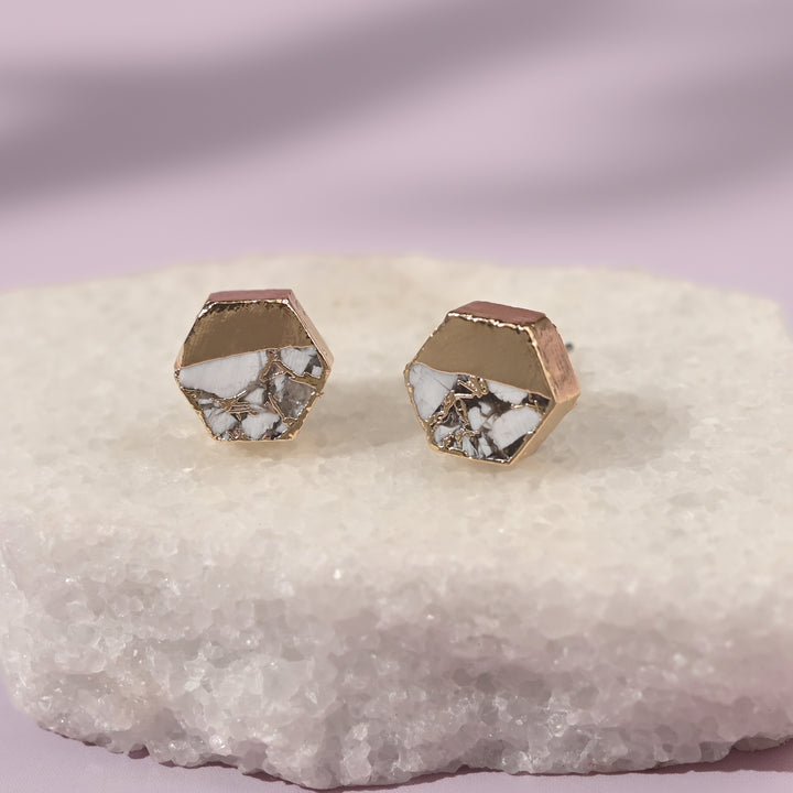 Canopy Stud Earrings – White Turquoise