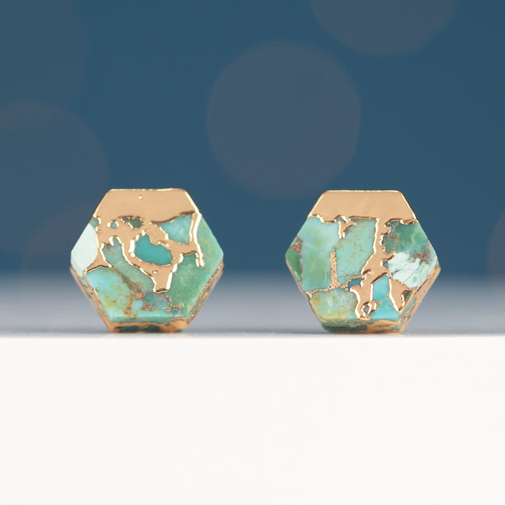 Oasis Turquoise and Gold Studs