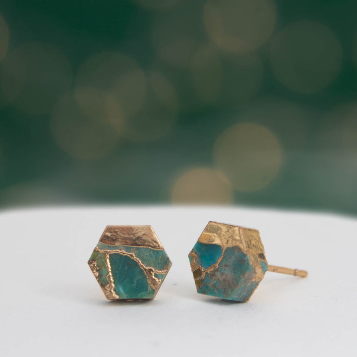 Oasis Turquoise and Gold Studs