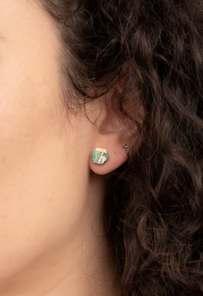 Oasis Turquoise and Gold Studs