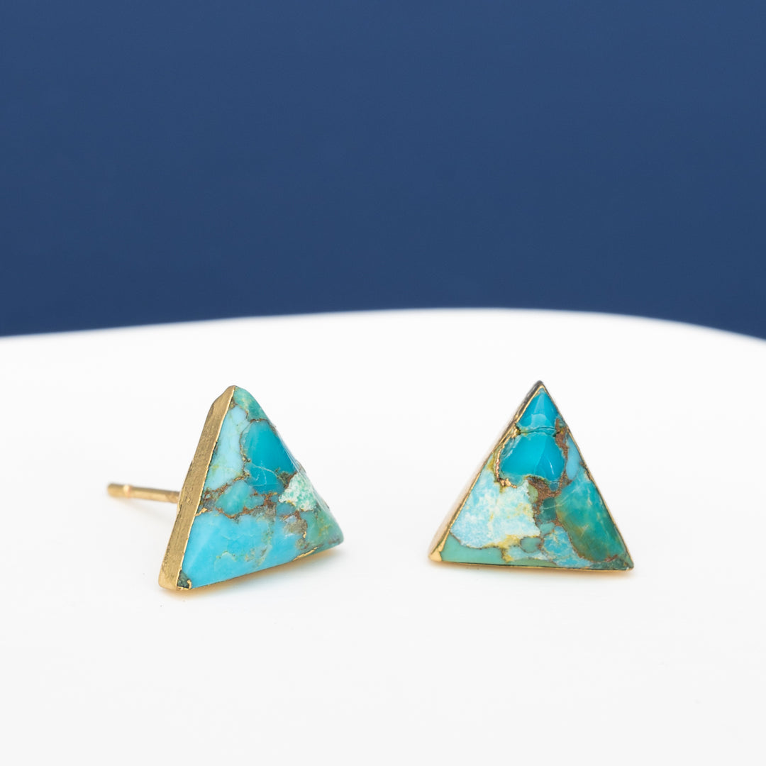 Ellie Triangle Turquoise Studs