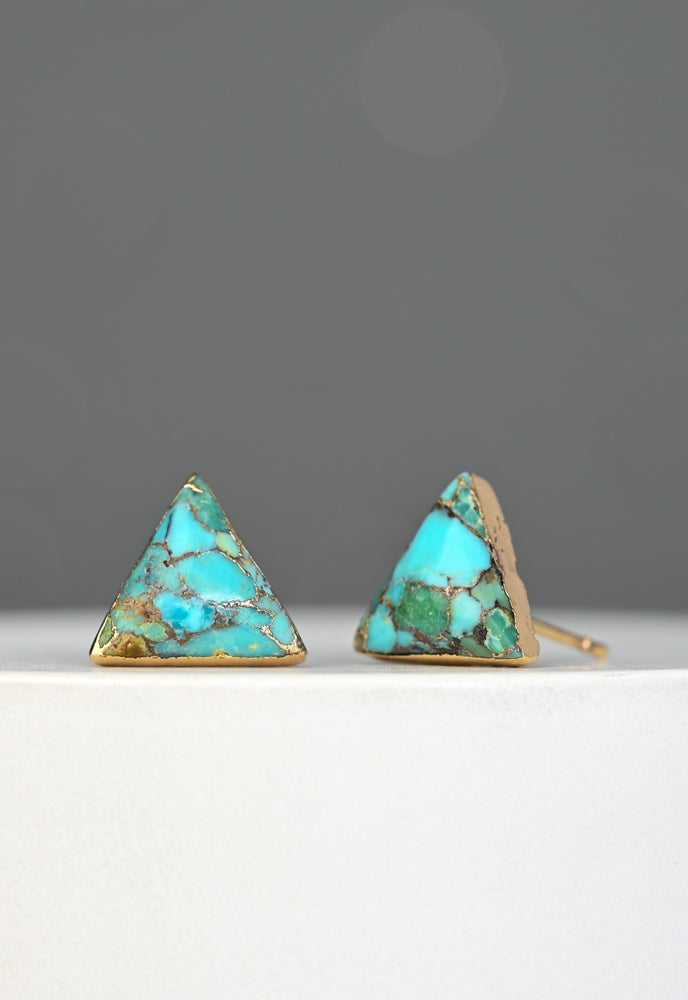 Ellie Triangle Turquoise Studs