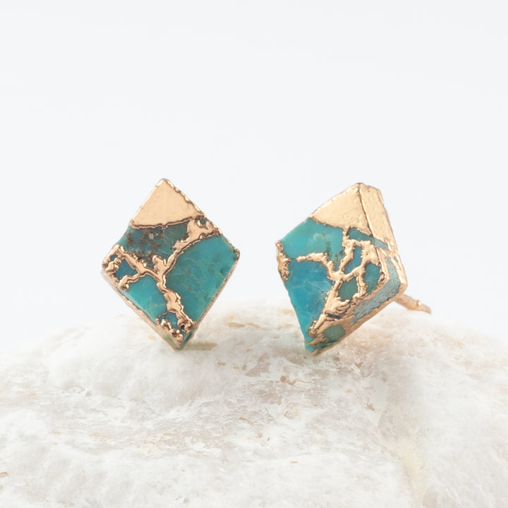 Desert Bloom Diamond Turquoise Studs