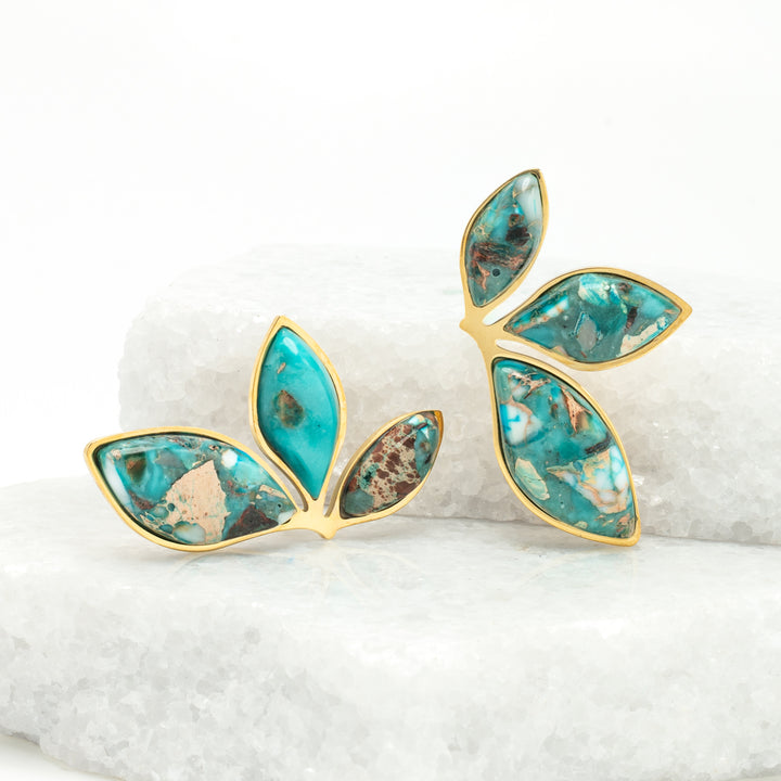 Coastal Leaf Emperor Stone Earrings