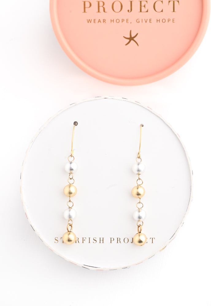 Fusion Two-Toned Beaded Drop Earrings