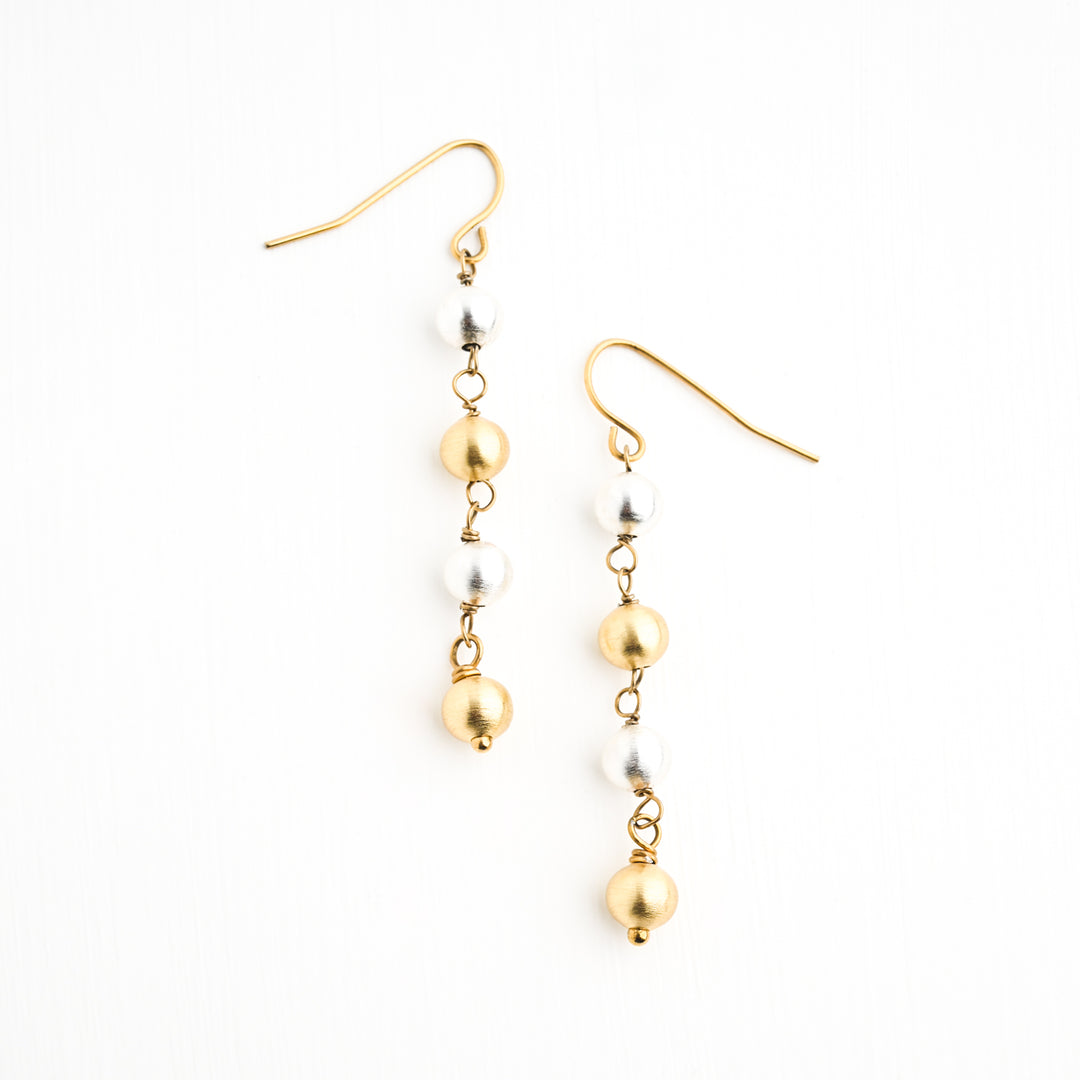 Fusion Two-Toned Beaded Drop Earrings