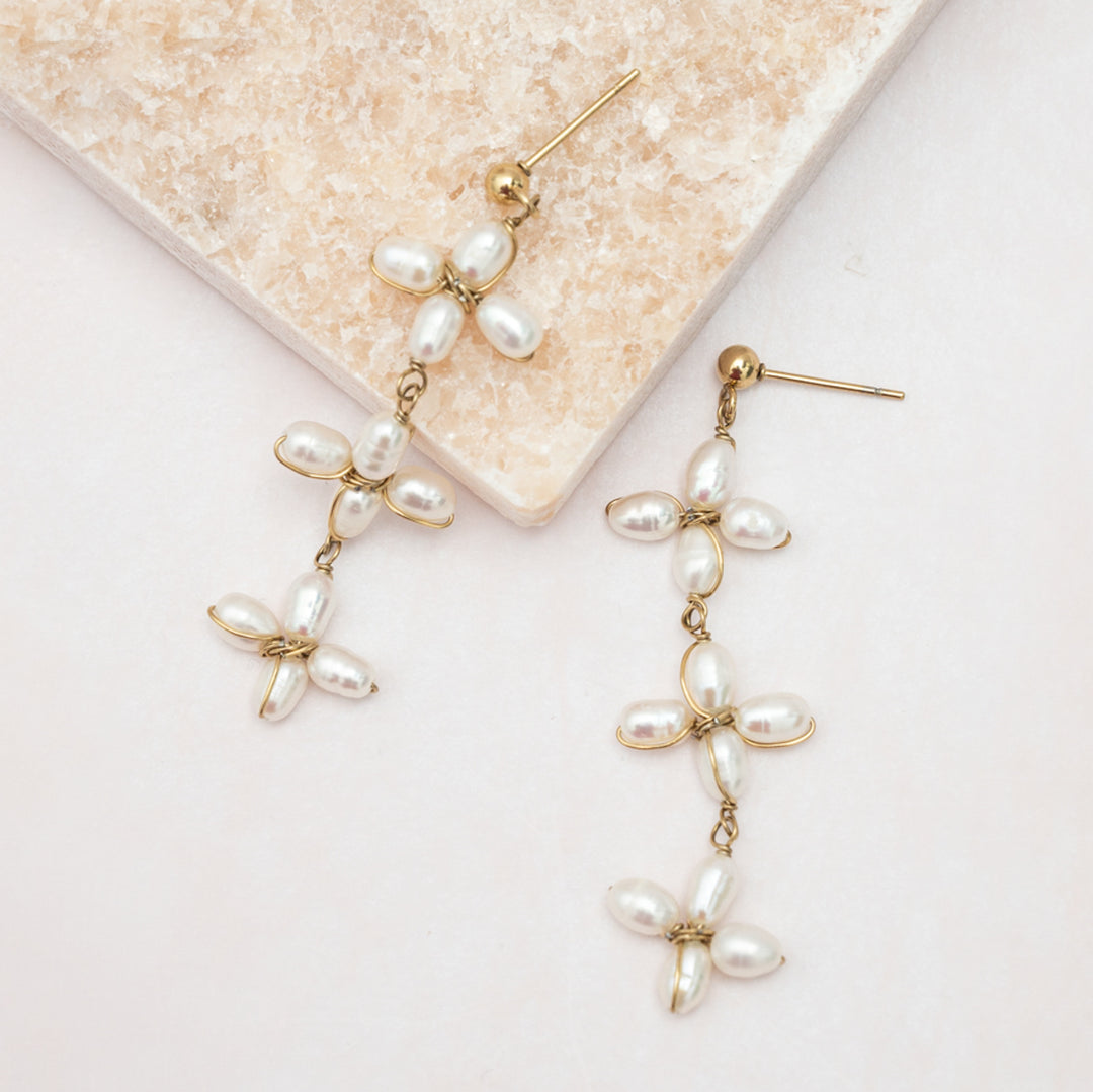 Pearl Bloom Drop Earrings