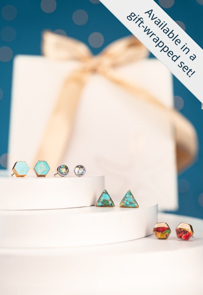 Ellie Triangle Turquoise Studs