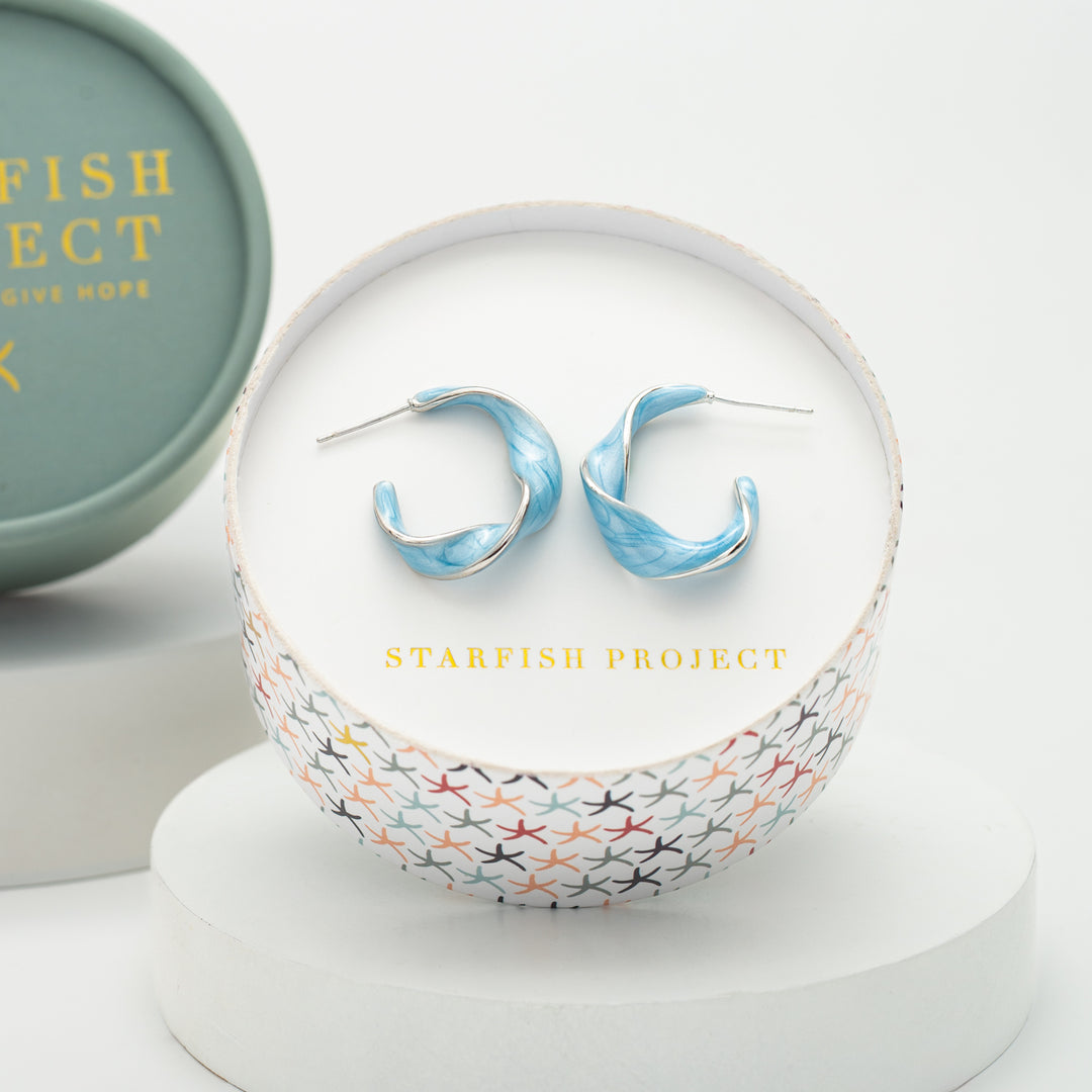 With a Twist Hoops in Sky Blue