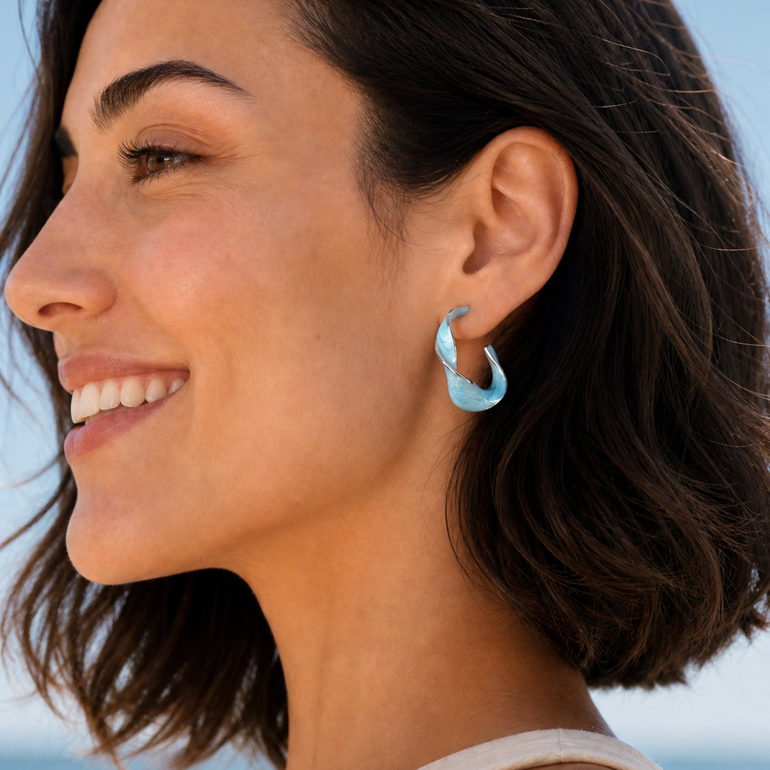 With a Twist Hoops in Sky Blue