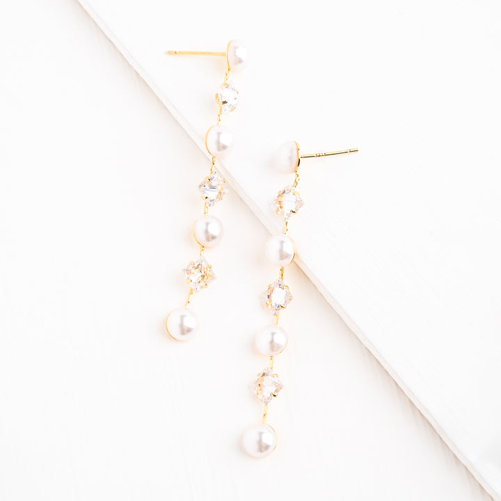 Cultured Pearl and Zircon Drop Earrings