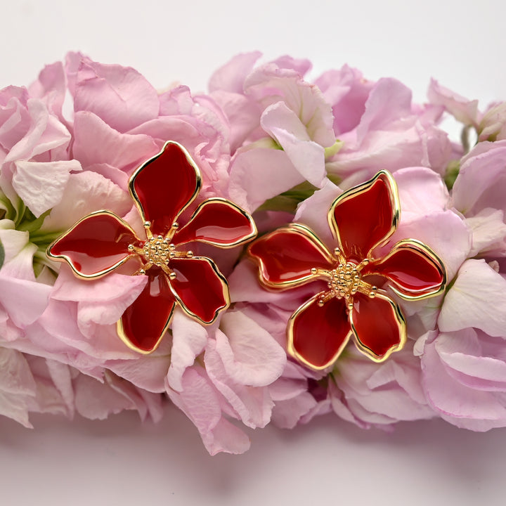 Bloom Earrings in Red