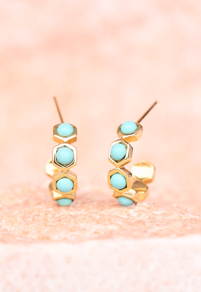 Joyful Turquoise Small Hoop Earrings