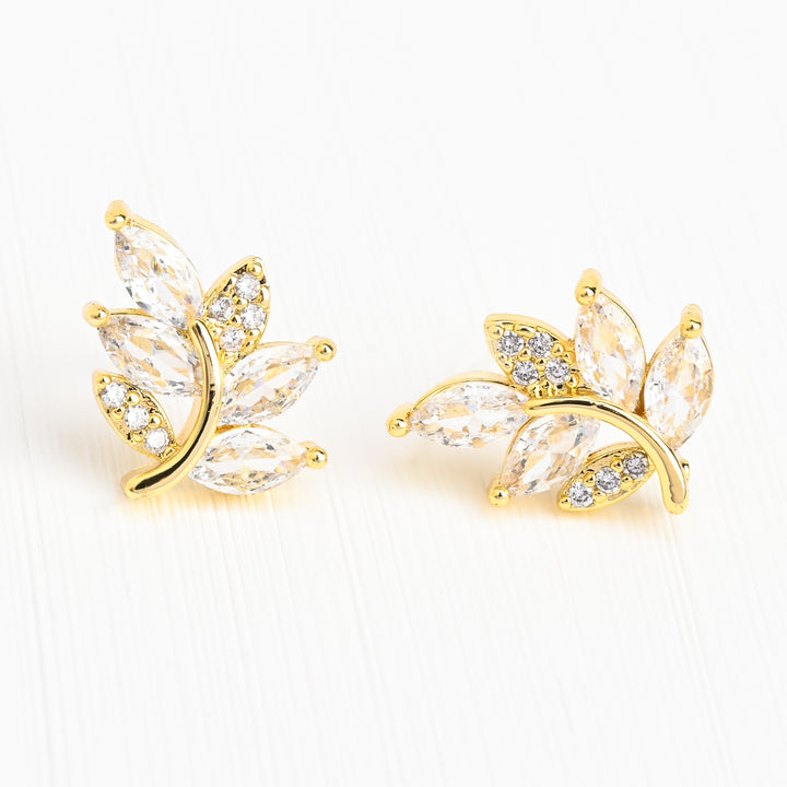 First Frost Zircon Leaf Studs