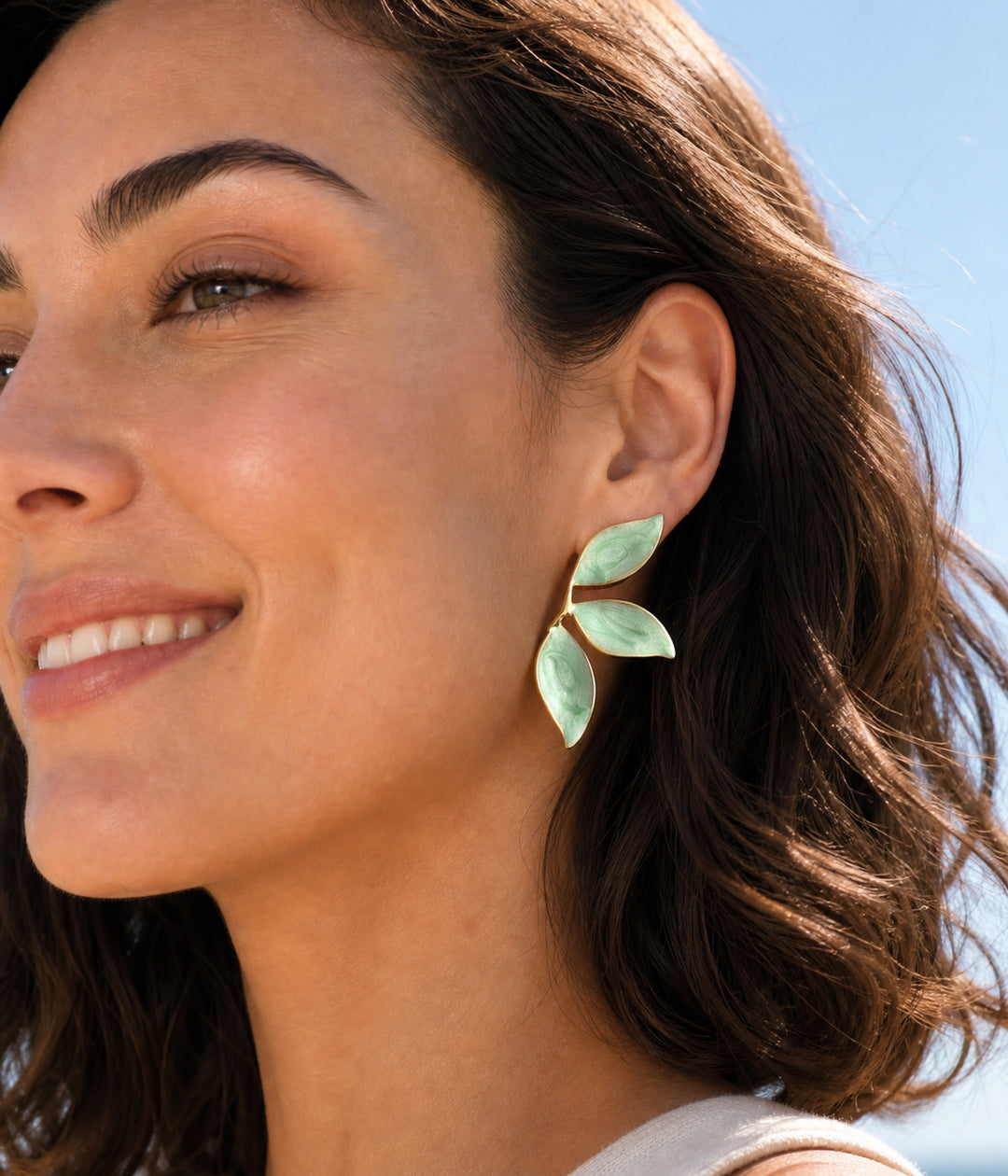 Canopy Leaf Earrings in Mint