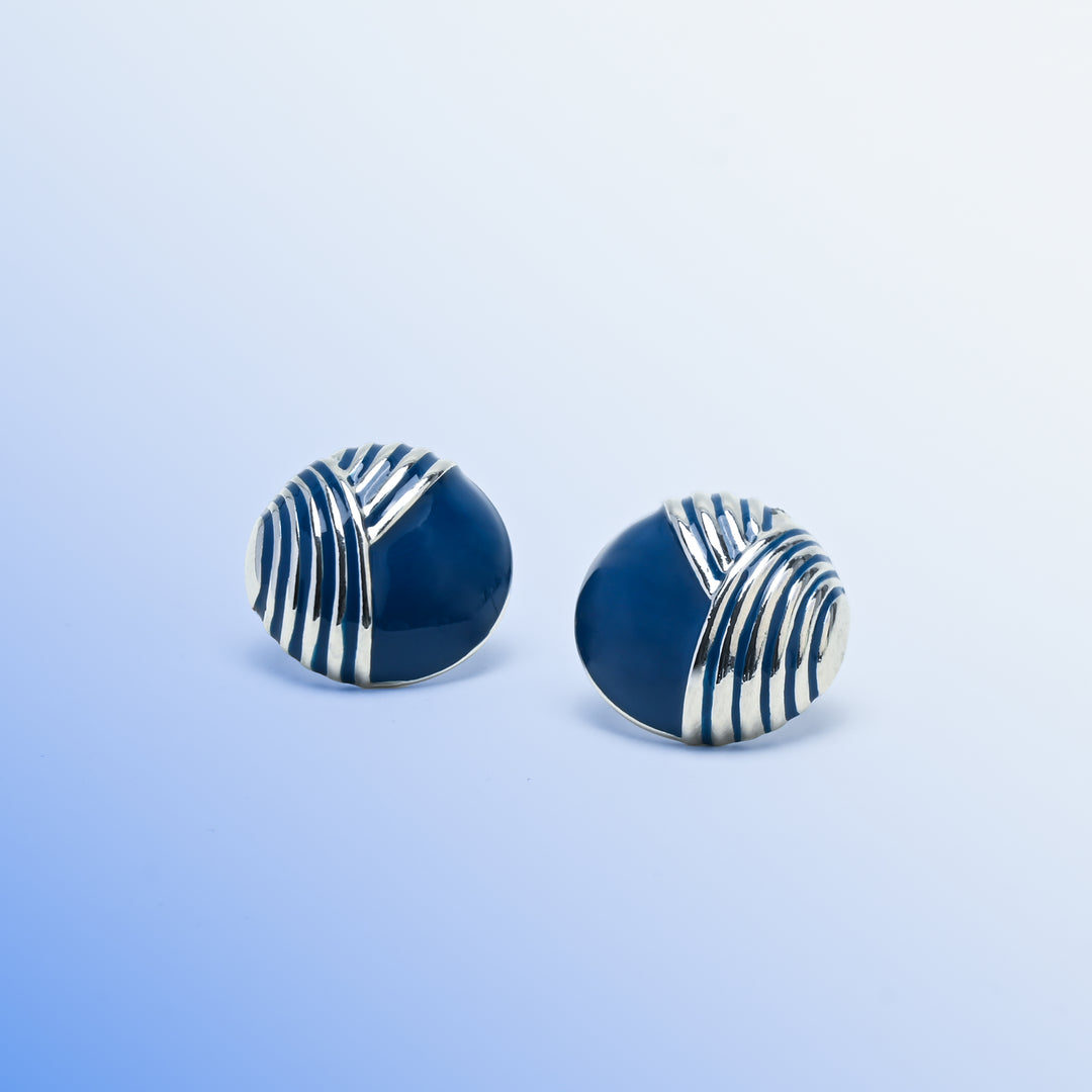 Serenity Wave Earrings in Silver & Cobalt Blue