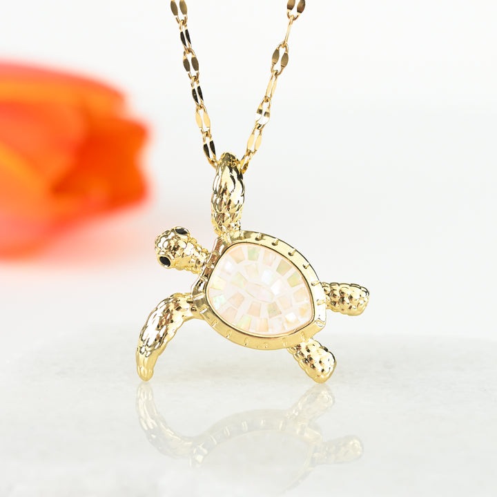 Turtle Necklace in Mother of Pearl