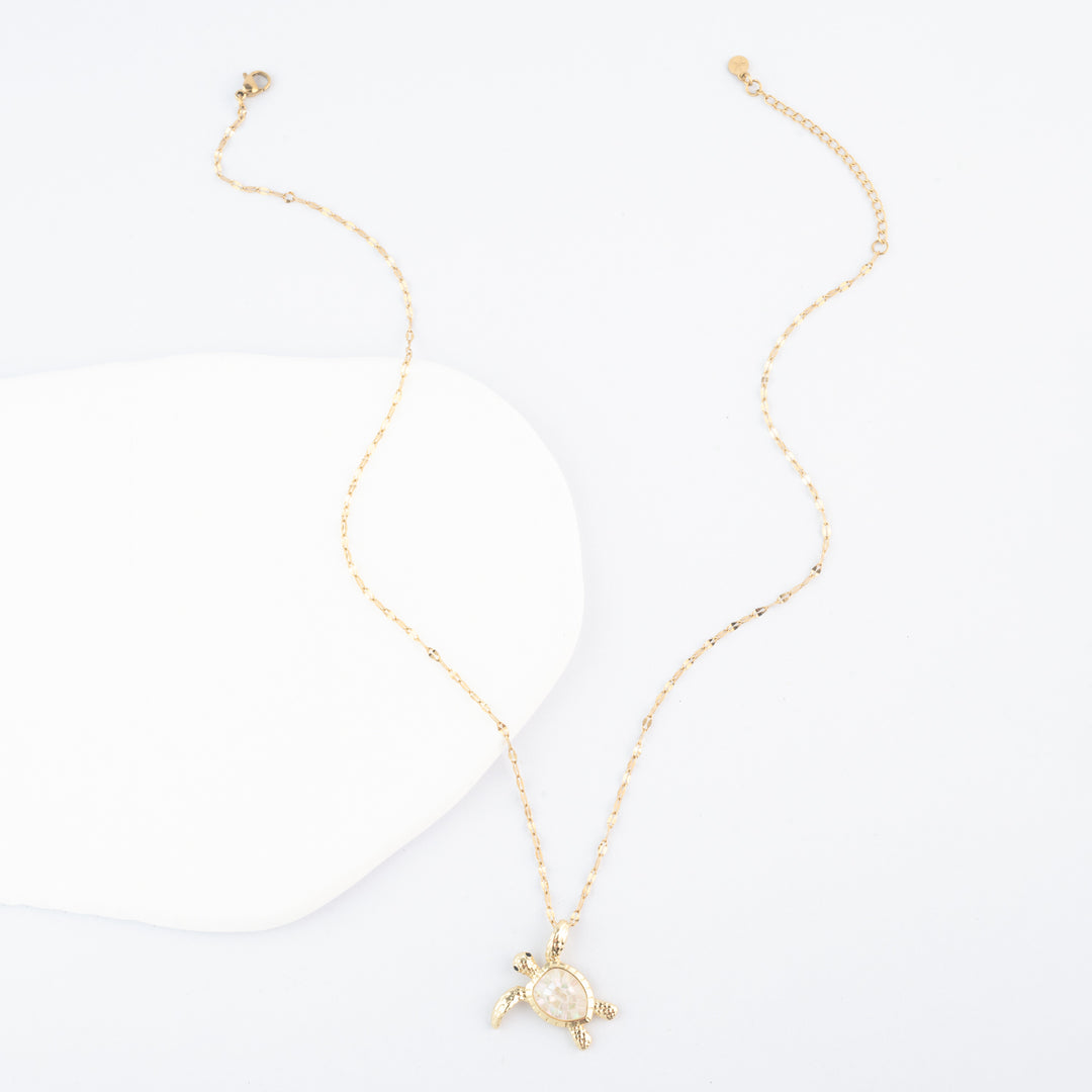 Turtle Necklace in Mother of Pearl