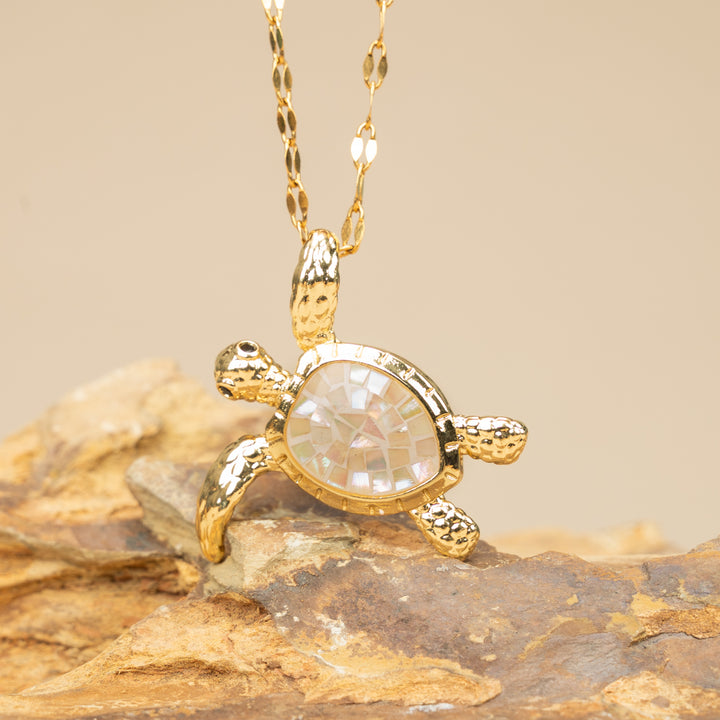 Turtle Necklace in Mother of Pearl