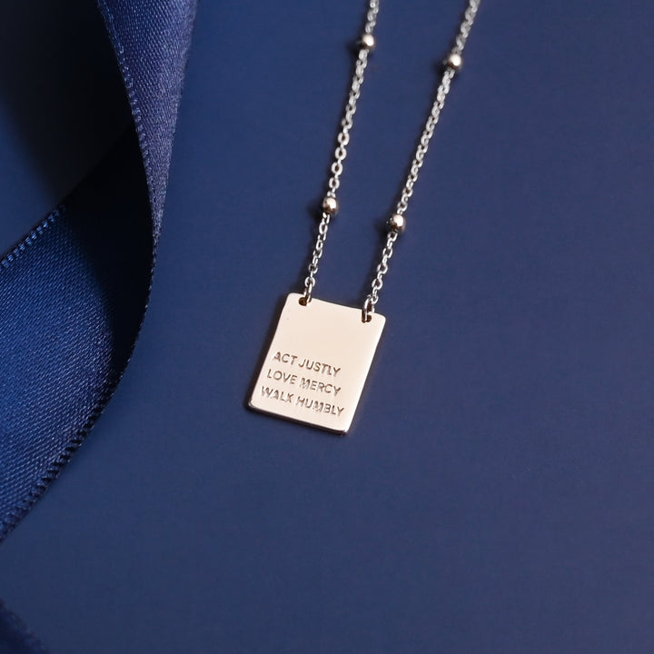 Act Justly Necklace in Sterling Silver