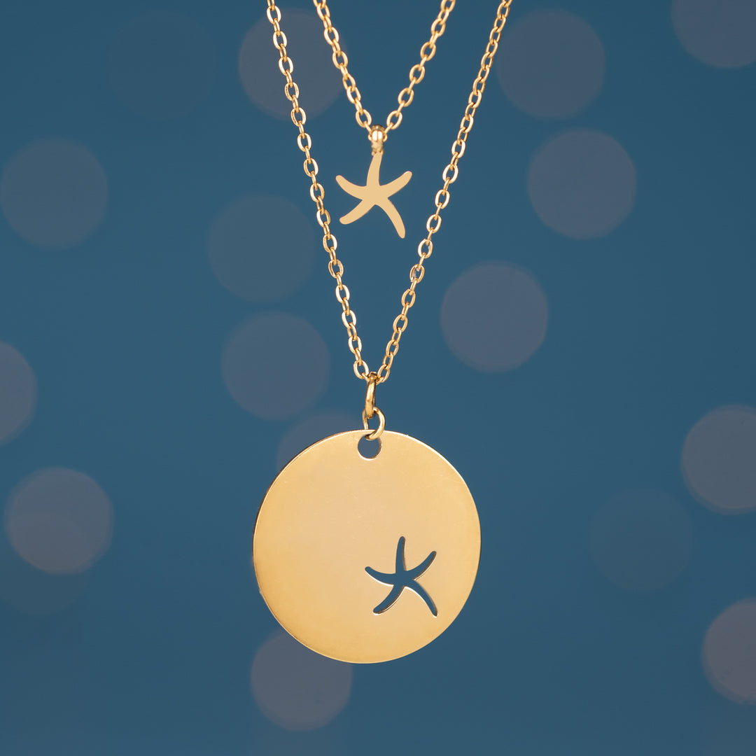 Community Gold Starfish Pendant Necklace Set