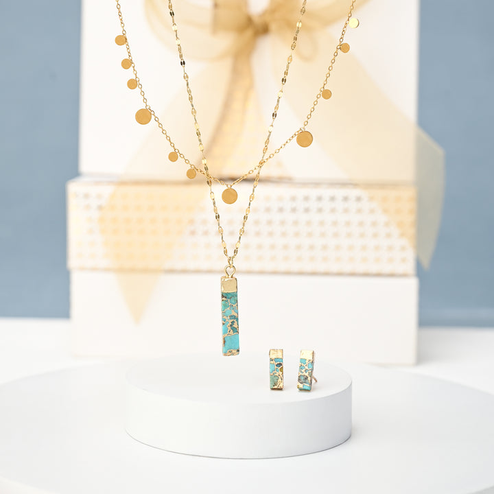 Natural Turquoise and Gold Gift Set