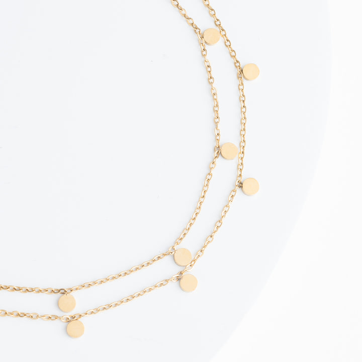 Evelyn Gold Drop Double Chain Necklace