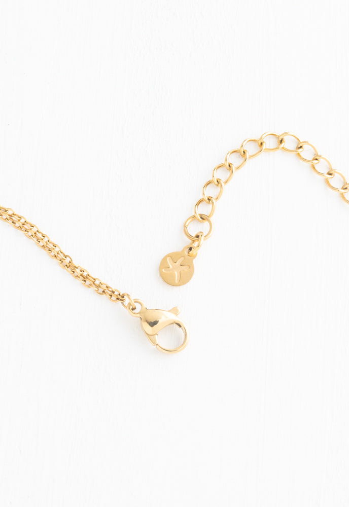 Evelyn Gold Drop Double Chain Necklace