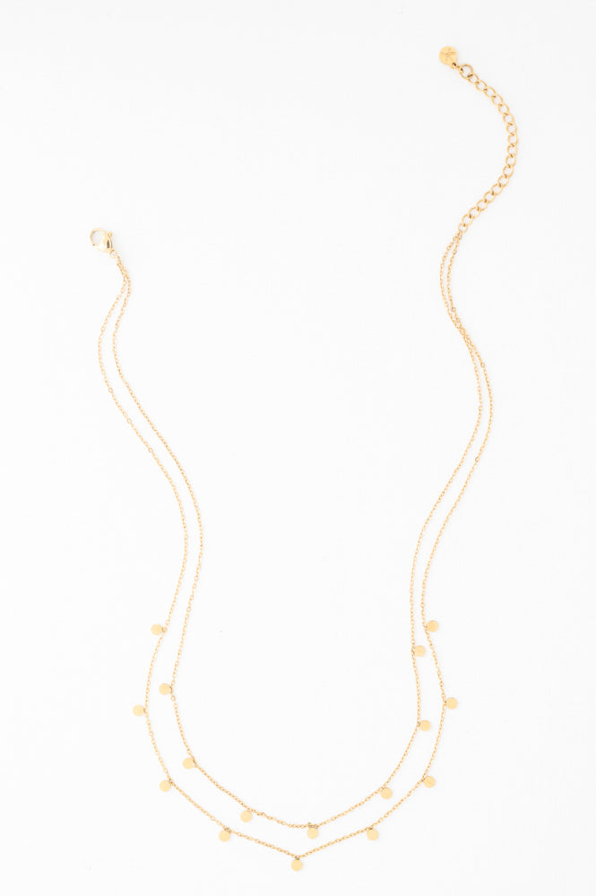 Evelyn Gold Drop Double Chain Necklace