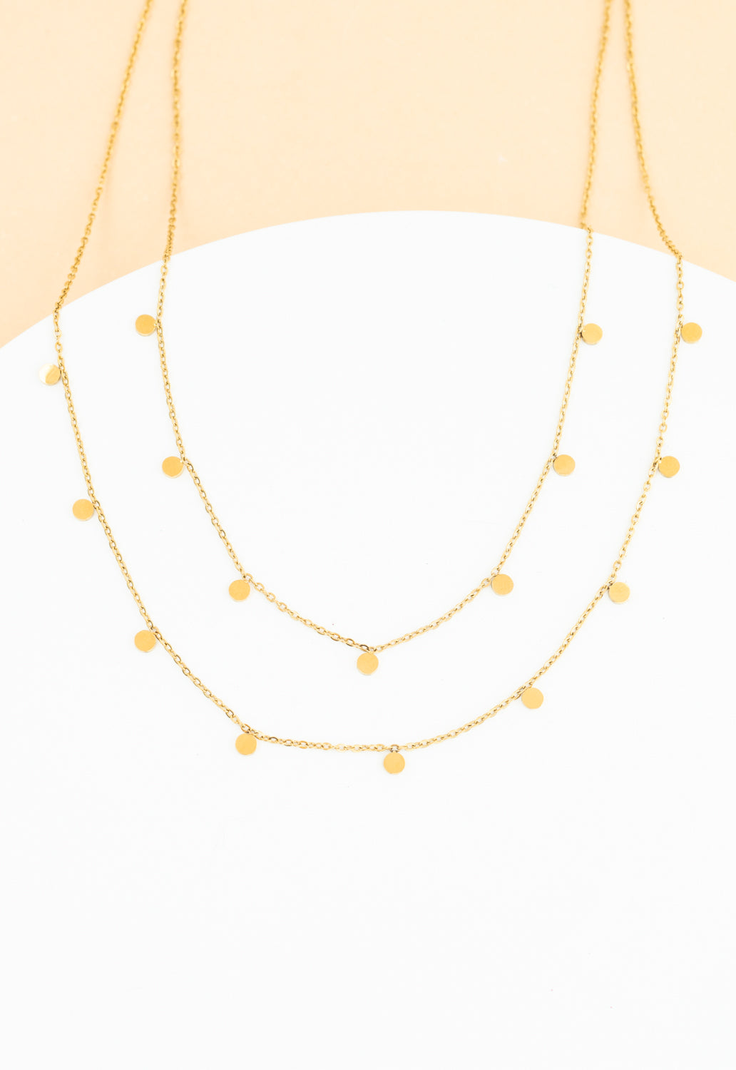 Evelyn Gold Drop Double Chain Necklace