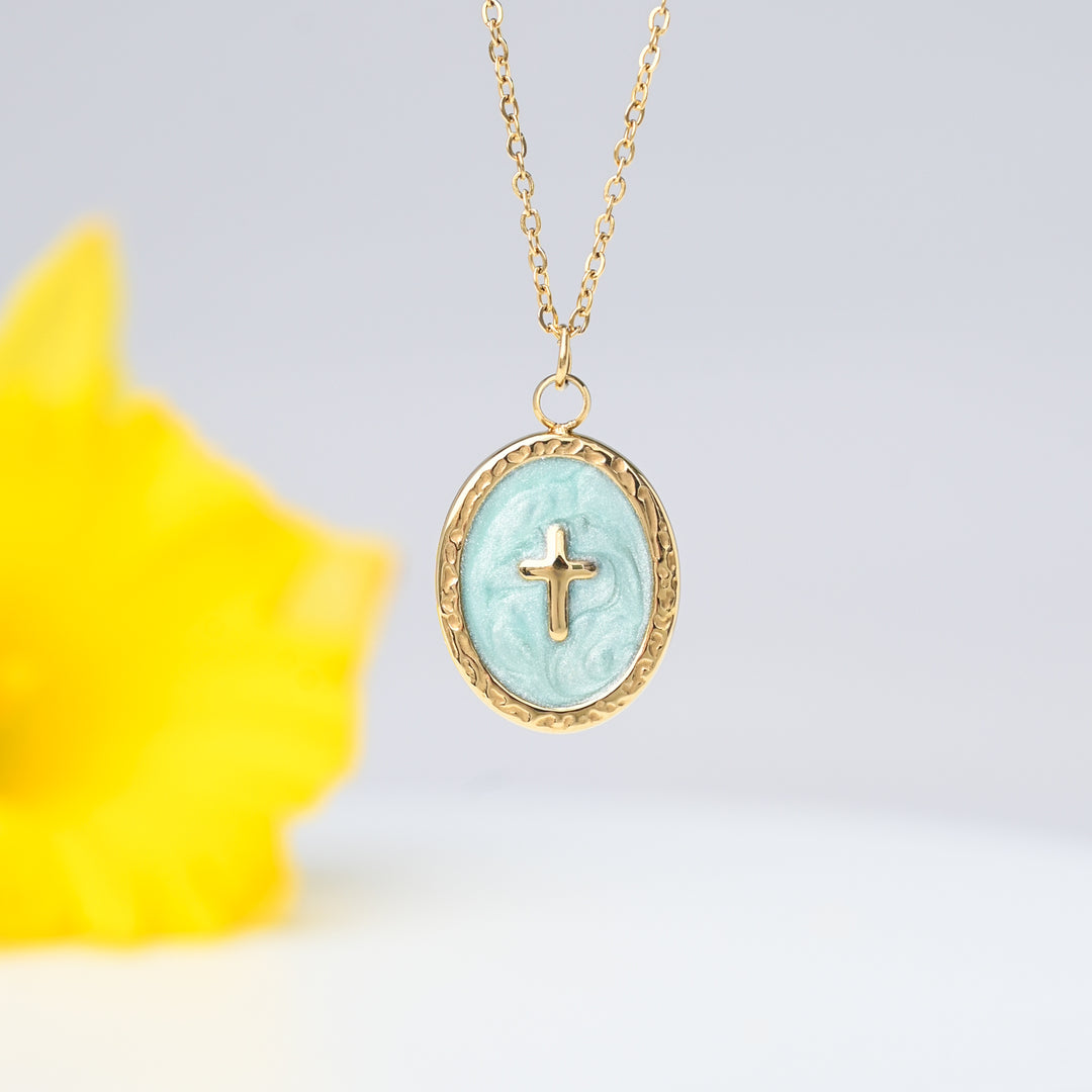 Shine Bright Cross Pendant in Mint