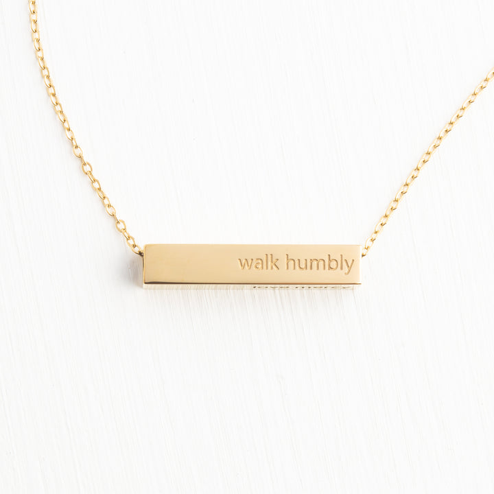 Walk Humbly Bar Necklace