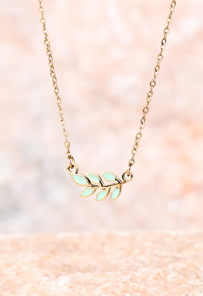 Rowen Leaf Necklace in Mint