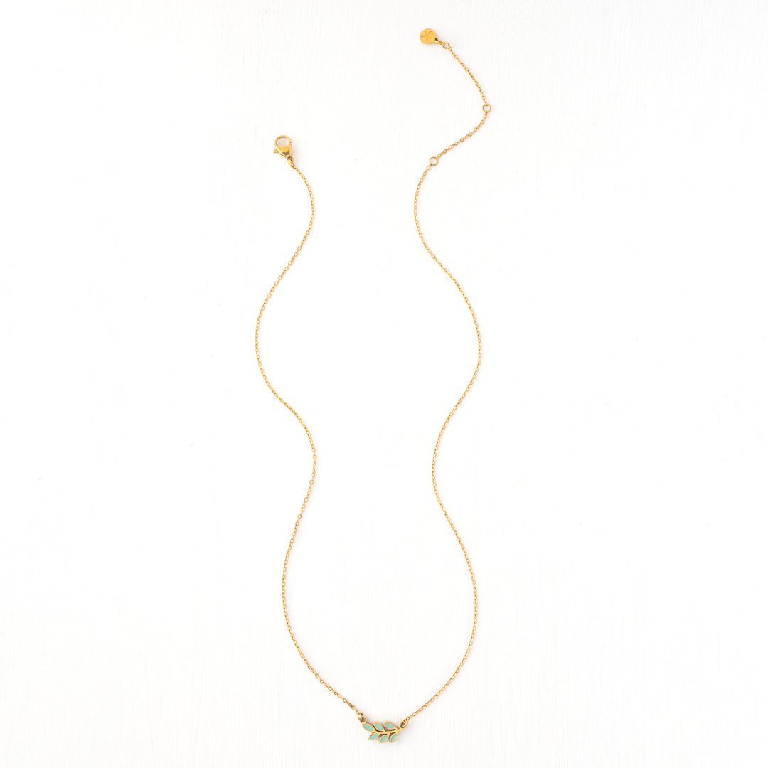 Rowen Leaf Necklace in Mint