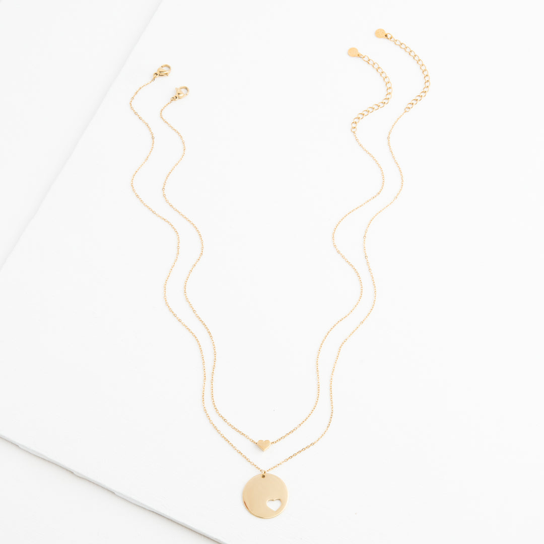 Forever In My Heart Necklace Set in Gold