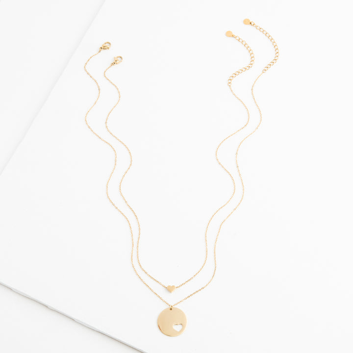 Forever In My Heart Necklace Set in Gold