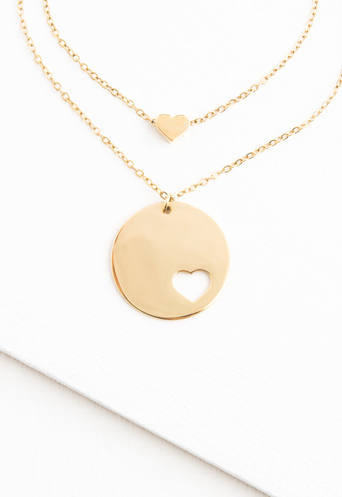 Forever In My Heart Necklace Set in Gold