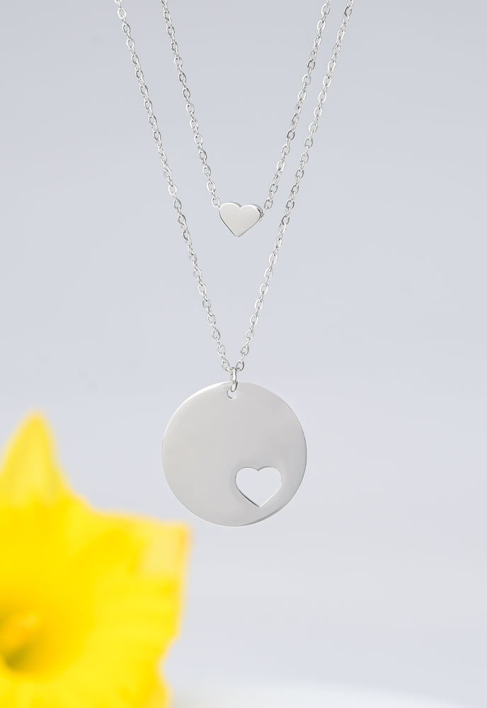 Forever In My Heart Necklace Set in Silver