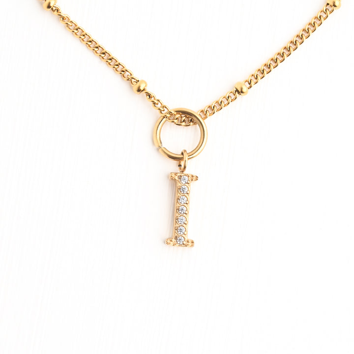 Initial Necklace I with Gold Chain