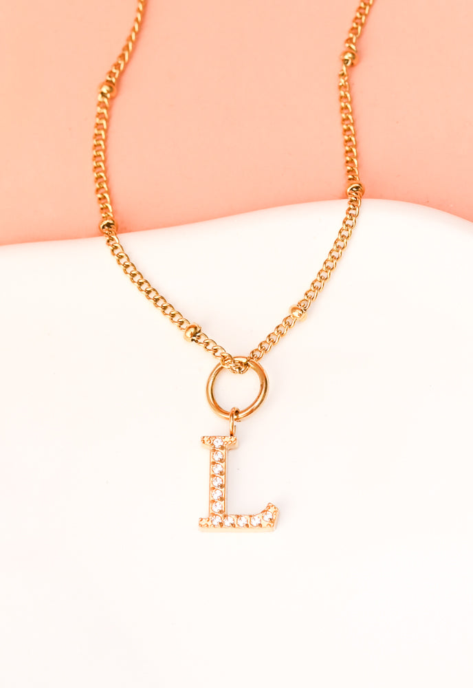 Initial Necklace L with Gold Chain