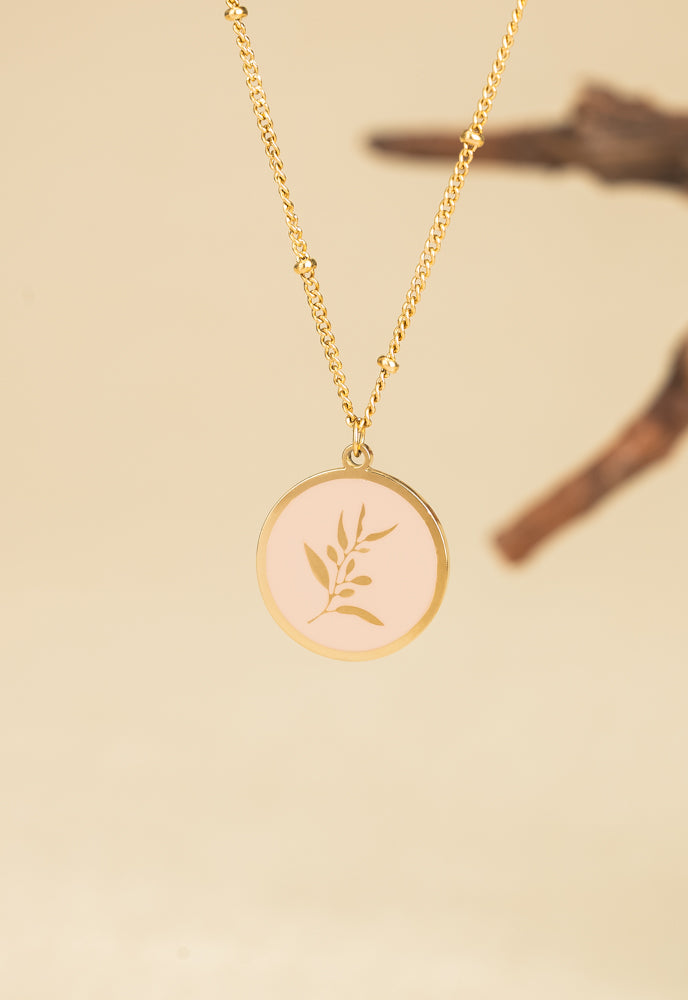 Resilience Leaf Necklace in Pink